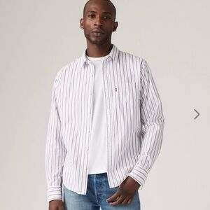Levi's Classic One Pocket Men's XL Striped Button Down Shirt - White and Purple